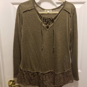 Lace up neck top